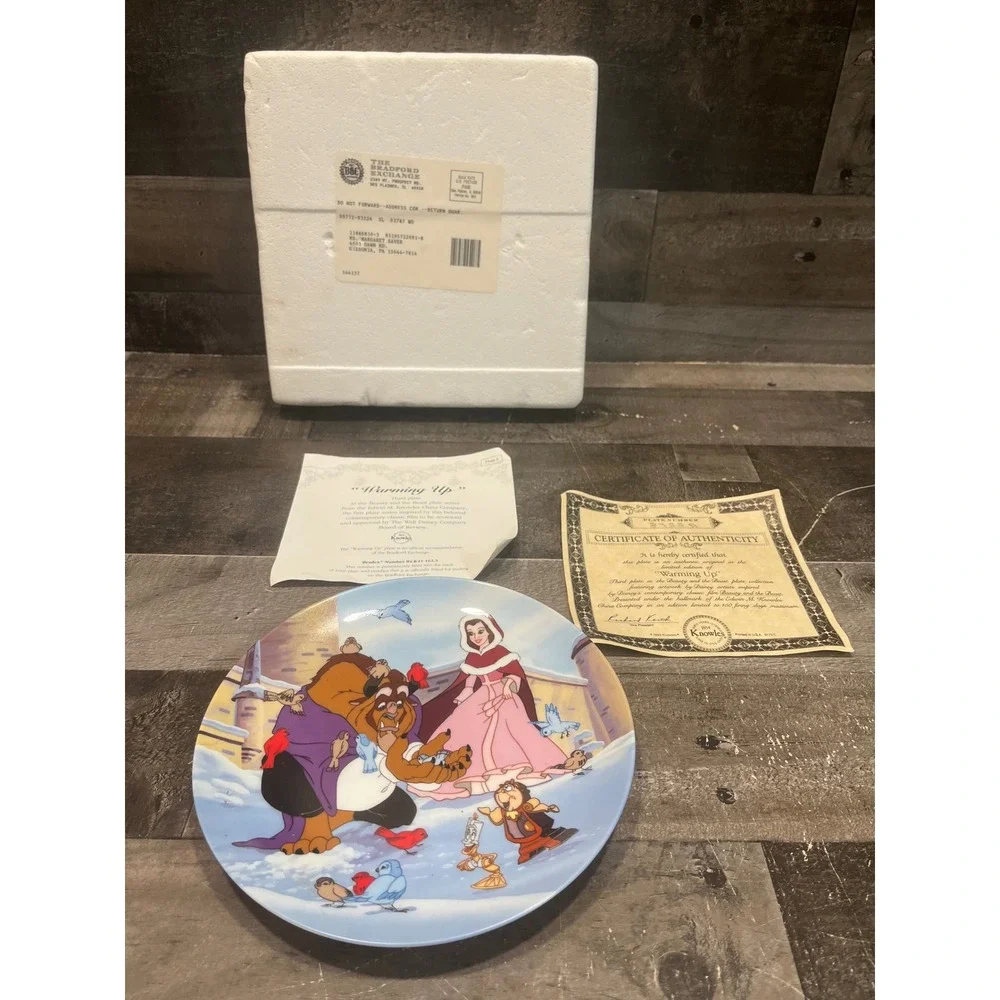 Disney Beauty and the Beast Warming Up Collector Plate Knowles 1993 COA 8455A